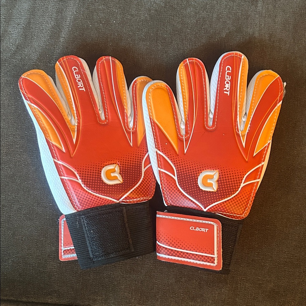 Kids' Red and Orange Goalkeeper Gloves